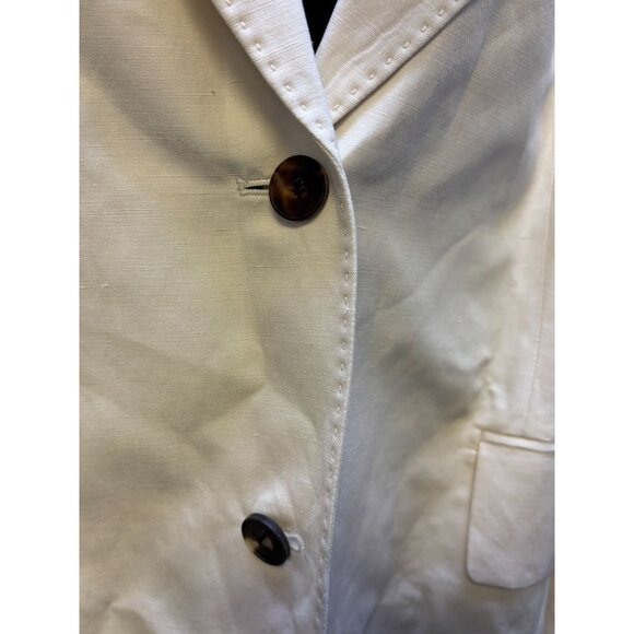 Lafayette 148 Silk Linen Trench Coat Ivory Size 16 - Picture 8 of 9